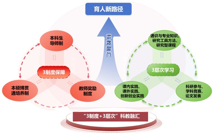 图4  “3制度+3层次”科教融汇育人新路径