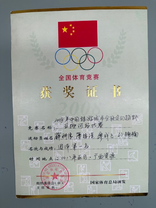 2008中国旅游城市定向越野比赛团体第一名-国家体育总局